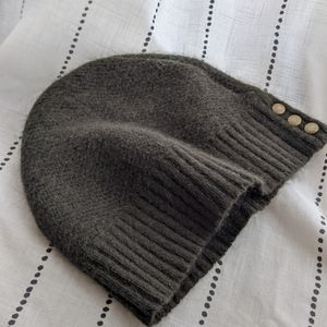 Olive Green Wool Blend Beanie